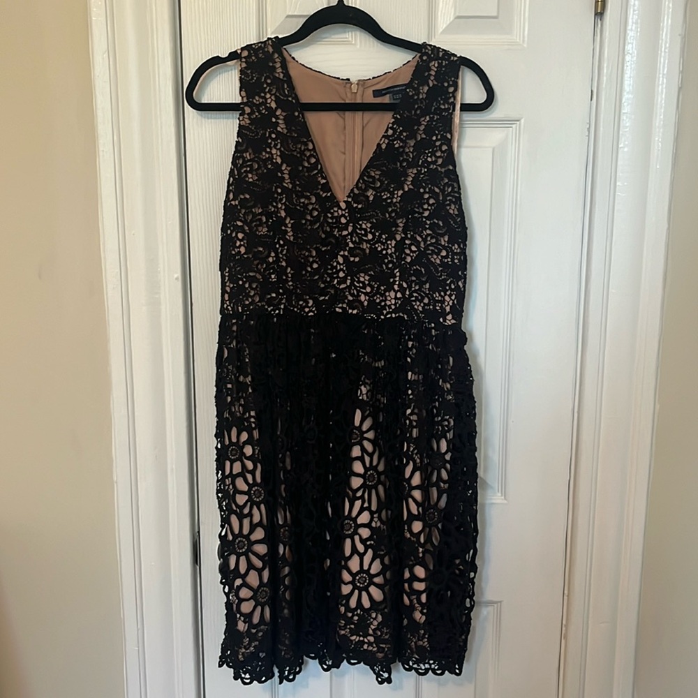 French Connection Crochet Lace Overlay Dress